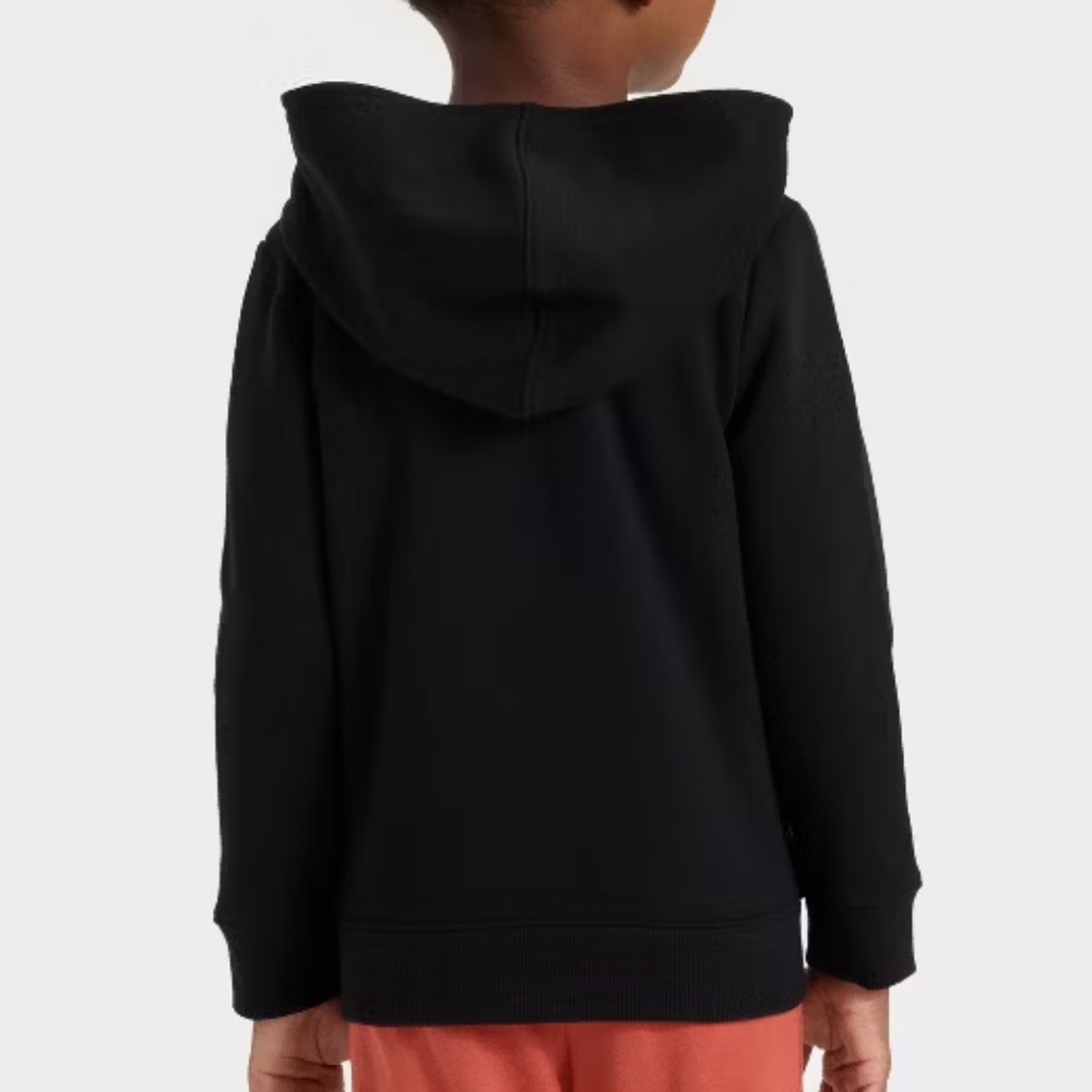 CAT & JACK · TODDLER BOYS' BLACK FLEECE ZIP-UP HOODED SWEATSHIRT - 2T - Picture 2 of 2